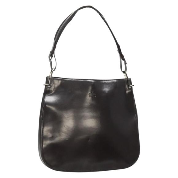 GUCCI Shoulder Bag Patent leather Brown Silver 001 3166 Auth ep8849